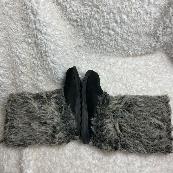 Muk Luks Winter Boots reversal Blk faux suede,navy blue knit & gray faux… - Picture 5 of 12